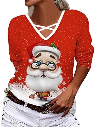 A Nők Karácsonyi Nyomtatás Hölgy Laza Teljes Tshirt Pulóver Maximum Alkalmi Hosszú Ujjú Ing, Női Hosszú